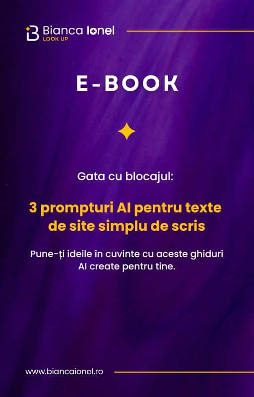 3 prompturi AI pentru texte de site simplu de scris ebook mai 2025 bianca ionel